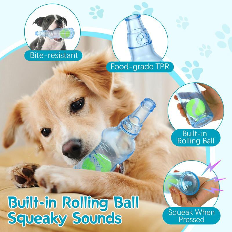 Squeaky Tennis Ball & Water Bottle Dog Toy