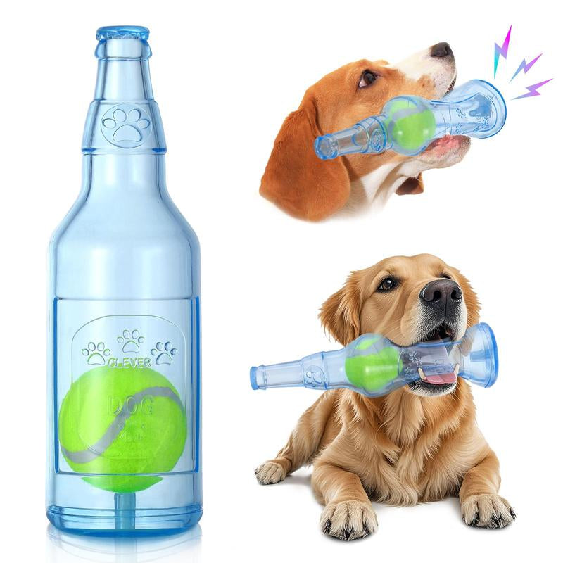 Squeaky Tennis Ball & Water Bottle Dog Toy